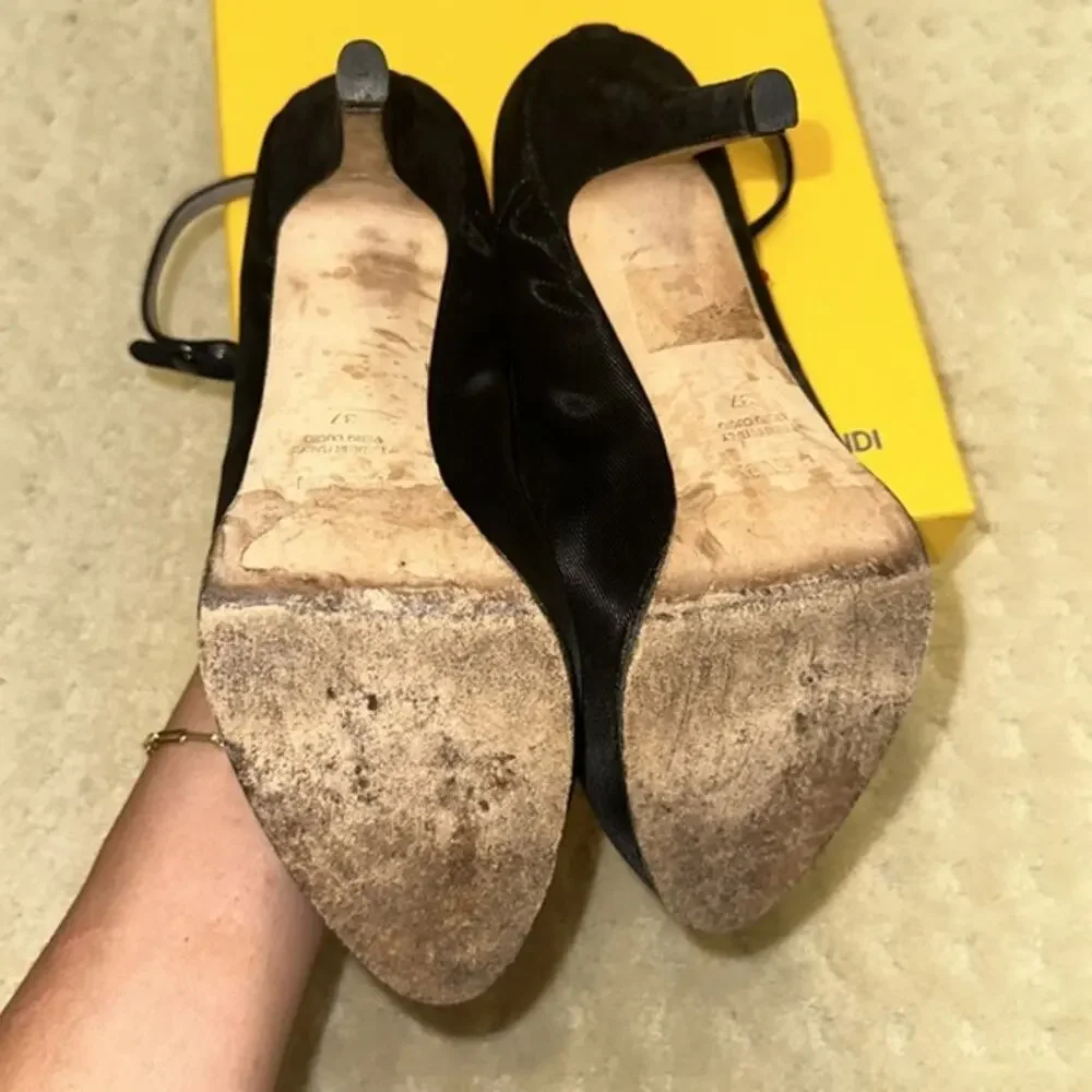 Fendi -  Mesh & Suede Decollete Platform Heel - Picture 9 of 10
